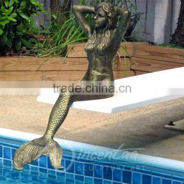 2015 Hot Sale Mordern Home Decor Bronze Cast Iron Mermaid Statue photo-3