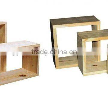 Solid Pine Wood Wooden Wall Shelves With Hook photo-2
