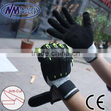 NMSAFETY magic buckle non-slip impact glove cut resistant level 5