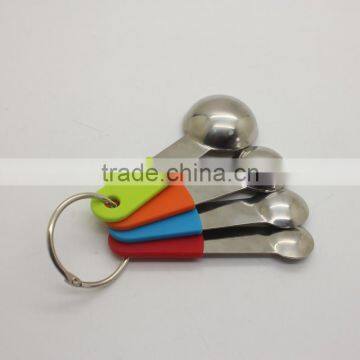 Stainless Steel Measuring Spoon Set Covered Silicone Handle photo-5