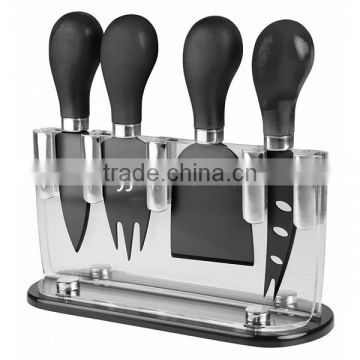 AM-7180 4 Piece cheese knife set with acrylic block