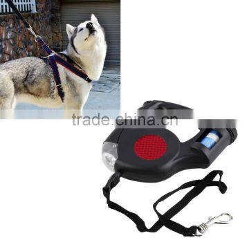 4.5M Automatic Dog Lead Retractable Dog Leash Pet Traction Rope Chain Harness Dog Collar Pet Products 3 LED Lights Garbage Bag