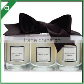 3 pc high fragrance glass jar massage candle in gift box