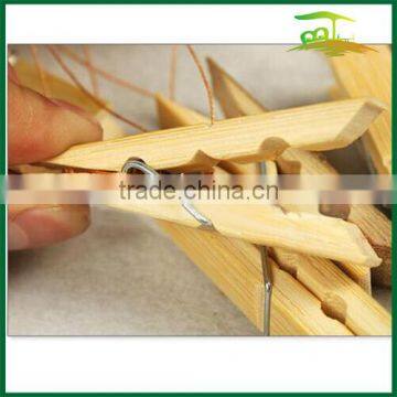 Bamboo Hanger With 16 Clips/pegs for Clothes Sock photo-5