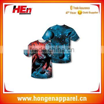 Hongen apparel Digital Printing Sublimated T Shirt / Custom 3D Printed T Shirt