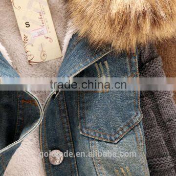 2016 Women Winter Removable Denim Parka Coat Wholesale Denim Jacket With Raccoon Fur Collar photo-5