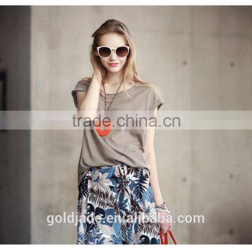 100% Cotton Blouses Designs Fat Ladies Big Size Womens Top Blank T-shirt Printing Blouses for Women photo-4