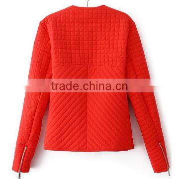 New Design Fashion Golden Zipper Long Sleeves High Quality Garment Manufacturer Wester and European Down Polyester Jacket photo-2