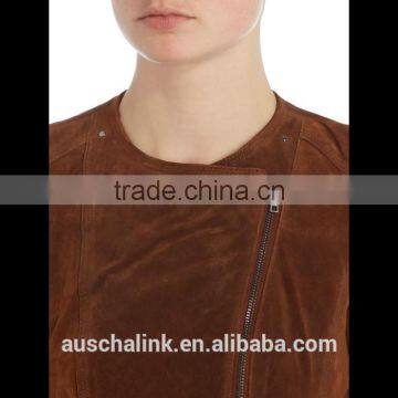 New Arrival High Qualiy Lady Winter Long Sleeve Brown Suede Jacket photo-4