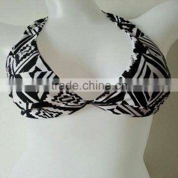 Fahion Hi-quality Sex Black&white Print Swim Bra&bottom