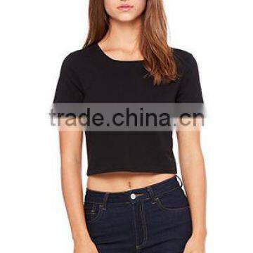 Black Plain Loose Fit Womens Cropped T Shirt White Blank Girls Poly-Cotton Blank Crop Top Wholesale Cropped short sleeve t shirt