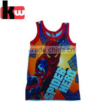 Quanzhou Professional Factory Supply Cool Spider-man Print 100% Cotton Child clohtes Boys Vest/Tank Top