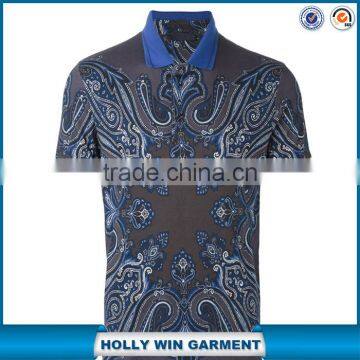 Modern fashion design paisley print polo shirts men