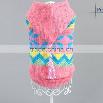 Custom Pink Pet Crochet Clothes Hoodie Apparel Hand Knit Dog Sweaters photo-2