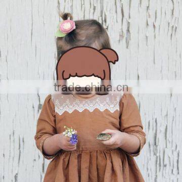 Beautiful Kids Model Dresses Ruffle Dress Children Long Sleeve Linen Design photo-2
