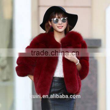 Short Natural Genuine Fox Fur Overcoat Winter Warm Real Coat For Women Real Fur Jacket Striped Style Plus Size Whole Fur Skin photo-2