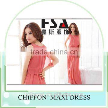 Hot Sale Summer Women Bohemian Beach Dress, Women Chiffon Silk Maxi Dress ,sleeveless Plus Size Dress photo-3
