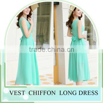 2016 Summer Hot Sale Sleeveless V Neck Long Dress Skirt for Girls Beach Dress photo-6