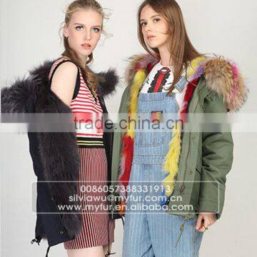 Myfur Fashion Women Parka Jacket With Real Fox Fur Lining and Natural Raccoon Fur Collar Hood photo-6