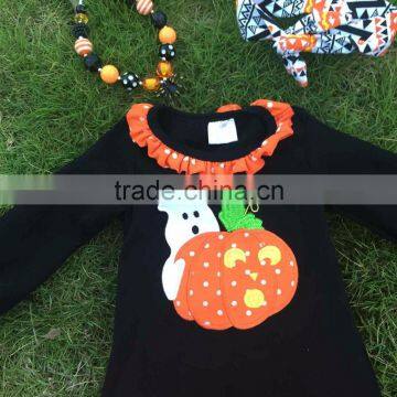 2015 New Kids Ruffle Dresses Girls Cute Dress Halloween Boutique Pumpkin Ghost Dress With Necklace and Headband photo-3
