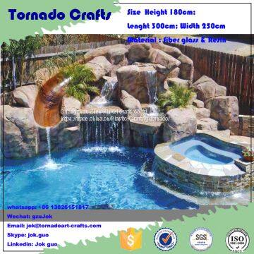 Customized Swimming Pool Decorative Slide Landscape Outdoor Artificial Waterfall Fountain photo-5