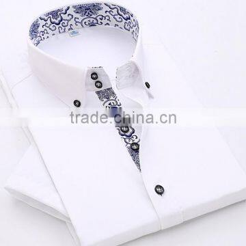 Summer dress mercerized cotton shirt slim type men's youth thin white shirt business DP