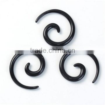 2mm Acrylic Ear Stretcher Expander Spiral Black Ear Piercing Ear Tapers