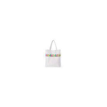 White Simple Cotton Tote Bags / Customized Shopping Bags / Fancy Cotton Carrier Bags