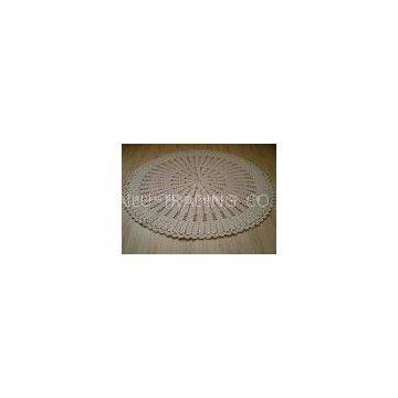 Unbleached White Round Crochet Floor Rug / Cotton Crochet Baby Blankets