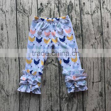 Toddler girls cotton ruffle leggings wholesale baby girl long capris kids boutique icing pants 2017