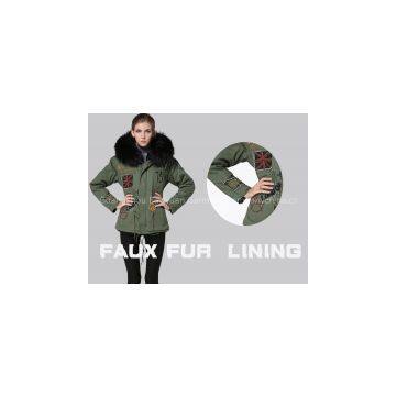 Fashion good quality big fur collar italy black fur coat