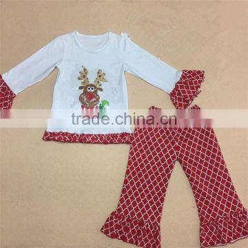 Good offer comfortable design cartoon reindeer motifs wholesale children clothing outfits