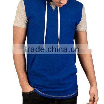 Men short sleeve best quality plain pullover hoodies stringer with OEM services