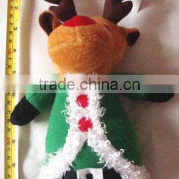 Hot selling Christmas Cute Reindeer Shape Plush Pet Dog Toy Christmas Decoration