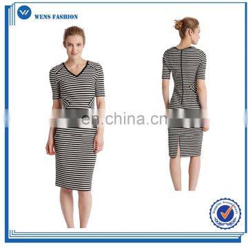 Ladies Good Quality Cotton Striped Design Tight Sexy Dresses Women