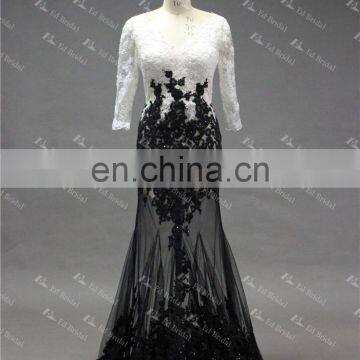LN137 New Sexy See Through 3/4 Sleeves Real Samples Of Lace Evening Dress photo-2