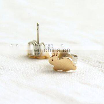 Teeny Tiny Gold Bunny Stud Earrings Easter Rabbit Stud Earrings Simple Modern Jewelry photo-2