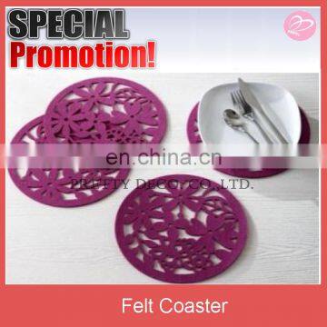 Round shape flower laser cut felt table mat,hot food table mat