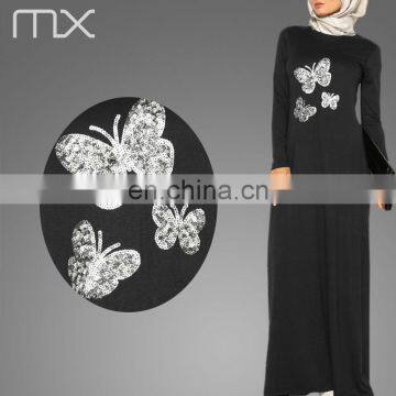 2016 Popular Women Gender And Middle East Ethnic Region Abaya Islamic Clothing With Paillette Butterfly Fleeces photo-4