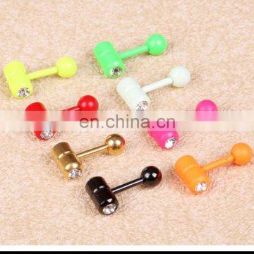 316L stainless steel shaped ear stud bar piercing jewelry rings new design 2014