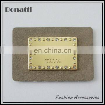 new fashion jeans rhinestone leather metal labels pu patches for garment