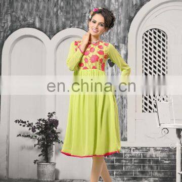 light Green Color Faux Georgette Kurti.