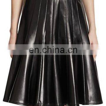 2015 New Summer women PU leather banded waist a-line fashion skirt