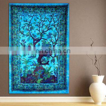 Tree of Life Indian Manufacturer Vintage Wall Decor Dark Colour Twin Size 55 x 85 Inch Size Tapestry