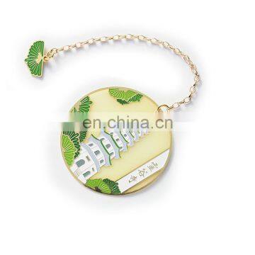 Custom logo light metal bookmark with chain wholesale