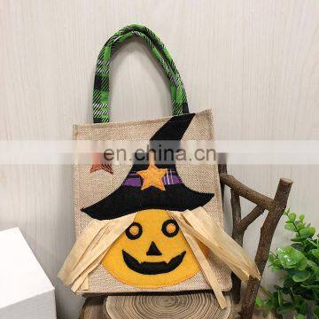 Halloween Jute Tote Bag for Trick or Treat Candy photo-2