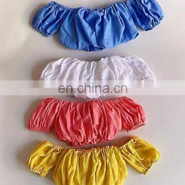 A0284# 2020 New Style Girls Ruffles Shirt Summer Puff Sleeve Cotton Fashion Girls Blouse