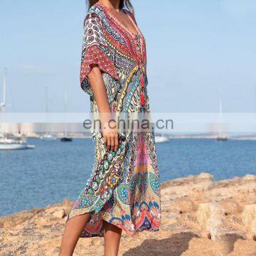 Плюс-размерный распечатанный пляжный костюм, пахо для пляжа, купальник-крывалка, палео для пляжа для женщин, купальник-крывалка, сарафан-туника для пляжа photo-6