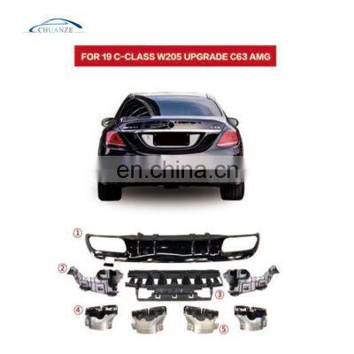 HOT SELLING BODY KIT FOR MERCEDES BENZ 2019 C-CLASS W205 C63 AMG REAR BUMPER AUTO SPARE PARTS