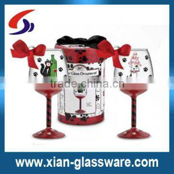 wholesales hand painted stem wine glass for Chrismas day